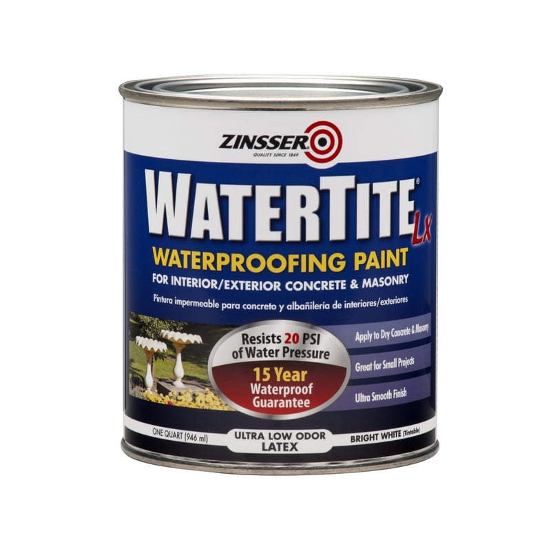 RustOleum Zinsser 271098 Watertite Waterproofing Paint Water Base, 1 Quart, White