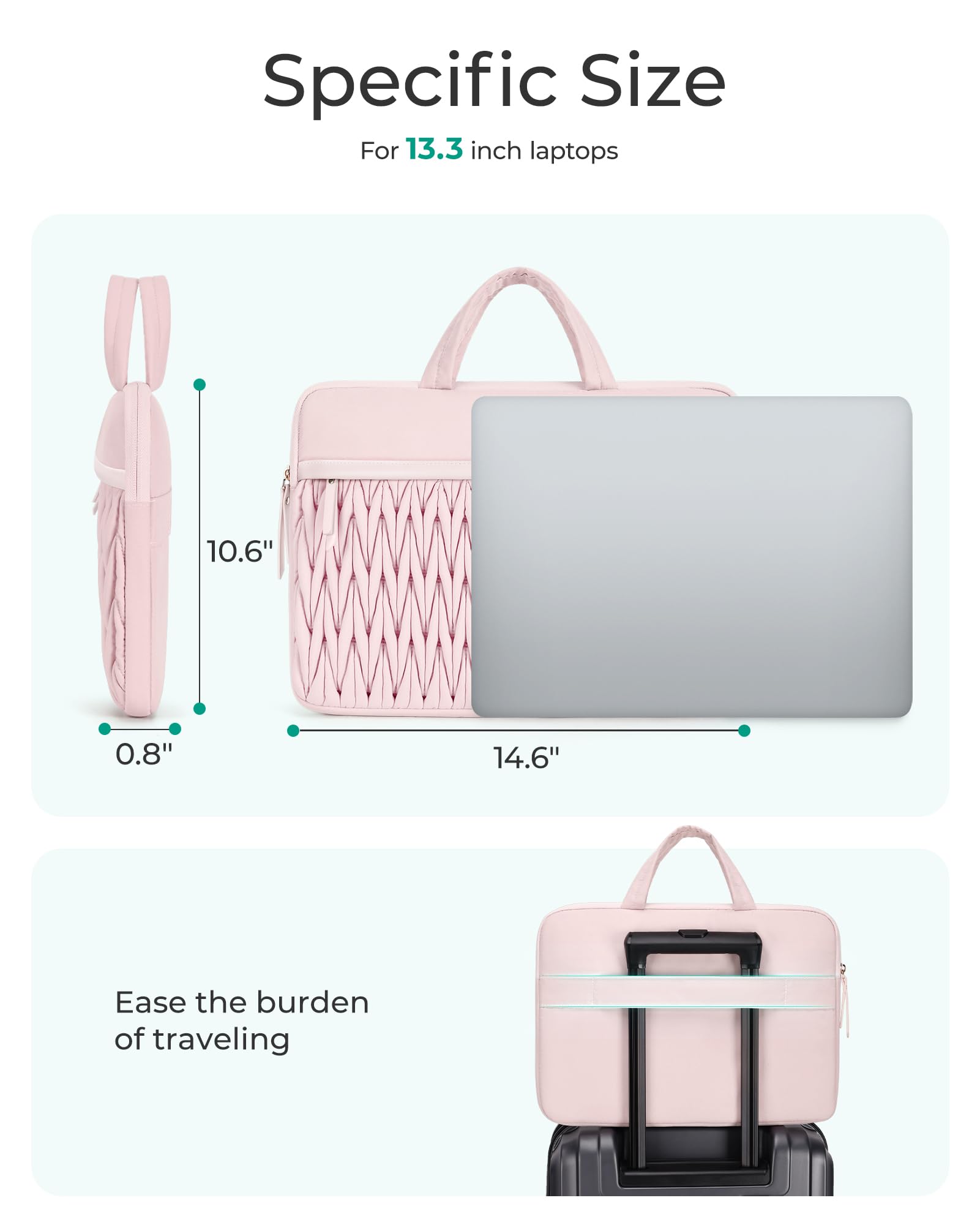 Bagsmart 14 Inch Laptop Sleeve - Pink photo 4