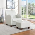 thumbnail image 2 of Aiden Chair & Ottoman Cream Faux Leather with Medium Espresso Legs, 2 of 9
