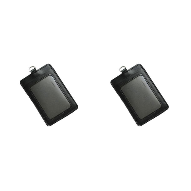 Inteprter Paquete de 10 titulares de tarjetas de identificación Suministros de negocios Carcasa protectora Multifuncional Tarjetas de autobús Manga Vertical/Negro 2piezas