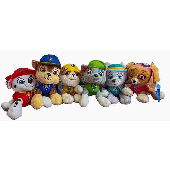 Lot Of 6 Paw Patrol Small Plush Toy Marshall Skye Rocky Everest Rubble & Chase