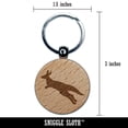 thumbnail image 2 of Kangaroo Jumping Solid Round Keychain Charm Tag - Engraved Wood, 2 of 6