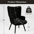 thumbnail image 5 of Pirecart Set of 2 High Backrest Living Room Chairs, Comfy Upholstered Accent Chairs with Metal Legs, Wingback Chair Mid Century Modern for Living Room, Vanity, Bedroom, Teddy Fabric, Black, 5 of 9