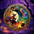 thumbnail image 4 of BNNG 8 inch Charming Moonlight Witch Acrylic Stained Glass Window Hanging Sun Catcher Decor Stained Panel Hangings Wall Art Decor, for Friends and Family (Moonlight Witch), 4 of 5