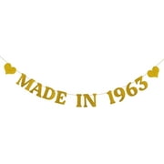 60th Birthday Party Banner - Gold Glitter Garlands for a Man Born in 1963 - MADE IN 1963 - ABCpartyland
