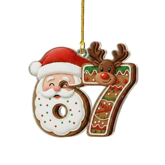 67 Christmas Ornament, Funny 67 Small Acrylic Decorations for Christmas Tree, 67 Ginger_bread Ornaments, 67 Christmas Wrapping Paper Decor Ornaments Birthday Gifts