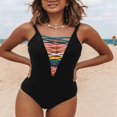 thumbnail image 3 of Traje de baño de una pieza para mujer Fiesta en la playa Elegante Traje de baño con cordones multicolor para surfear Negro M, 3 of 7
