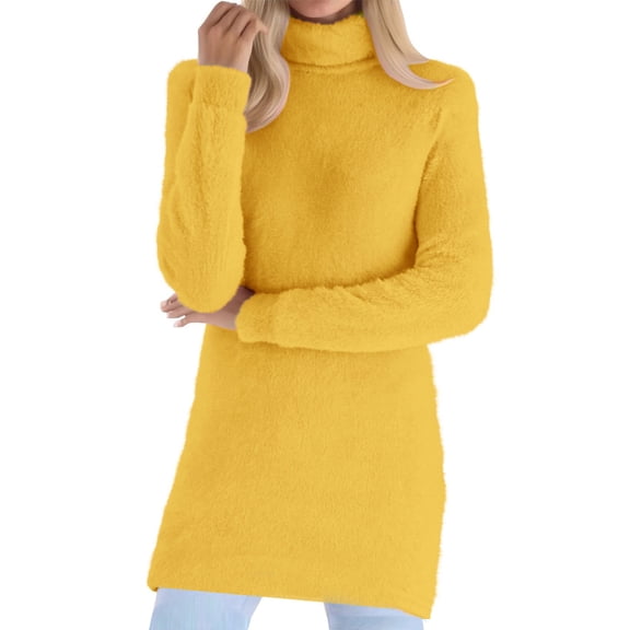BUIGTTKLOP Womens Plus Size Fuzzy Fleece Sweaters Turtleneck Long Sleeve Knit Tops Soft Warm Knitwear Tops