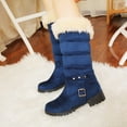 thumbnail image 6 of hopeusnice Mid Calf Boots For Women Thermal Plush Fleece Lined Suede Round Toe Chunky Mid Heels Winter Snow Boots Winter Warm Dress Long Tall Boots Blue 36, 6 of 9
