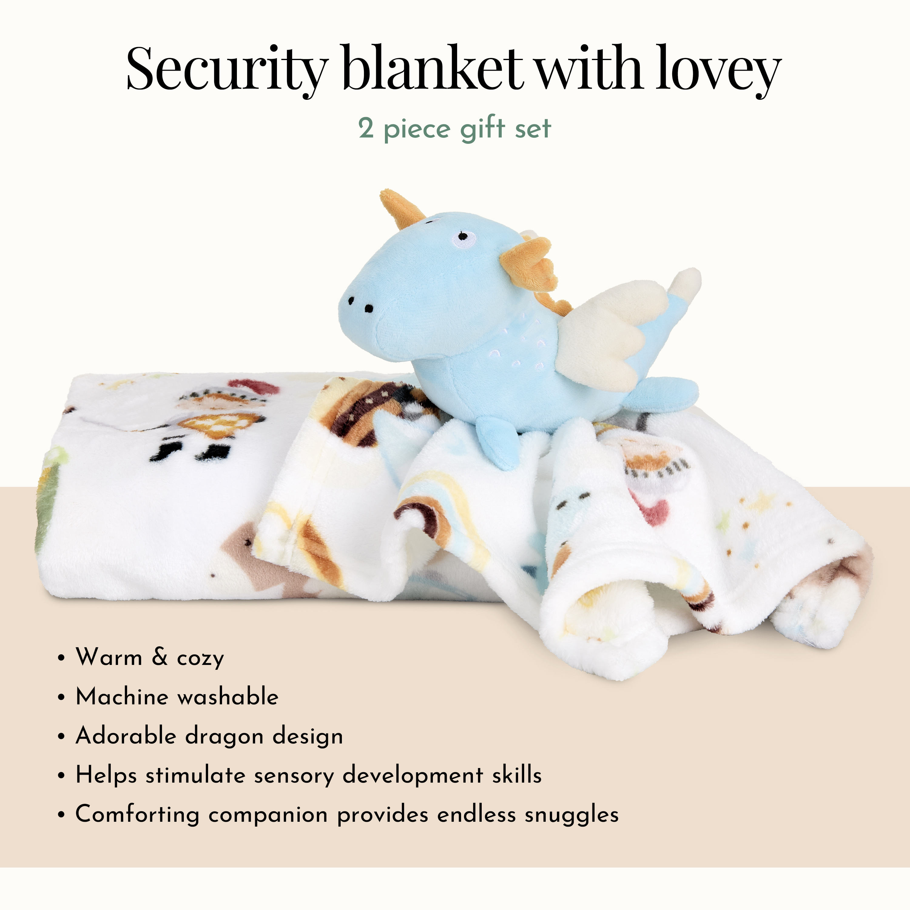 Evolur Good Knight 2 pc Gift Set - Blanket with Lovey Knight Print