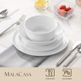 thumbnail image 7 of vancasso 24 Pcs Dinnerware Set, Ceramic Plates and Bowls Set for 6, Curve Vertical Shape Dinner Set, White Porcelain Dish Set, 7 of 7