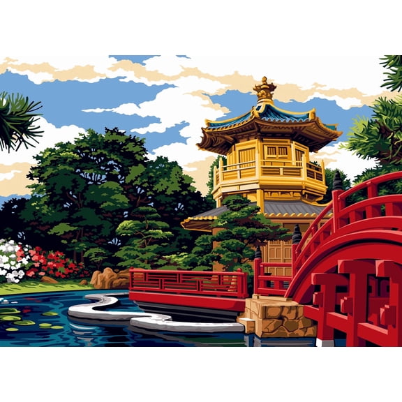 Needlepoint canvas for halfstitch without yarn The Garden Of Nan Lian SE929.636 Seg De Paris Printed Tapestry Canvas