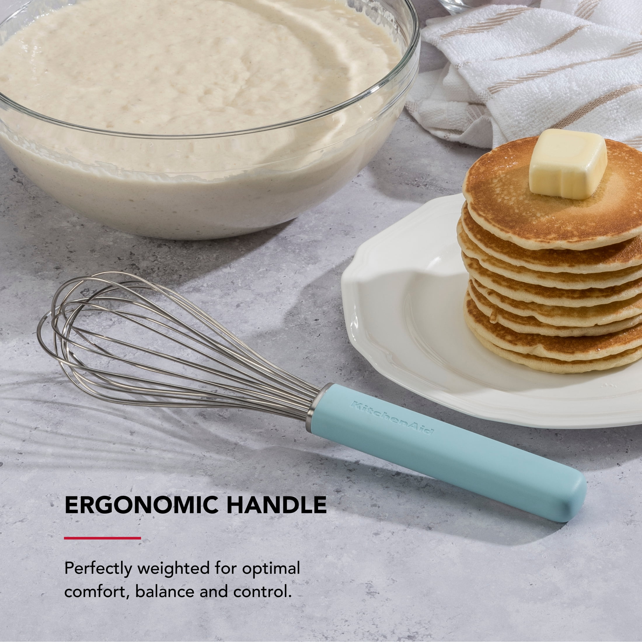 KitchenAid Stainless Steel Wire Kitchen Whisk with Ergonomic Handle, Mineral Water