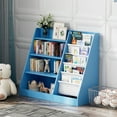 thumbnail image 6 of Hironpal Wooden Children bookcase Kids Bookshelf, 4 Tier Storage Book Rack and Five Layer Sling Bookshelf for Living room,Playroom,Blue, 6 of 7