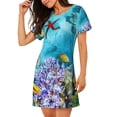 thumbnail image 2 of Fotbe Corals and Tropical Fish Bata de Dormir para Mujer con Estampado, Camisón de Algodón de Manga Corta, Ropa de Dormir Casual, 2 of 6