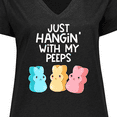 thumbnail image 4 of Inktastic Easter Hangin' with My Peeps Women's Plus Size V-Neck T-Shirt, 4 of 5