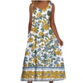 thumbnail image 3 of Bajo Vestido Pantalones Cortos Mujeres Casual Cuello Redondo Impresión Bolsillos sin Mangas Vestido Verano Vestido Corto para Mujeres Verano, 3 of 5