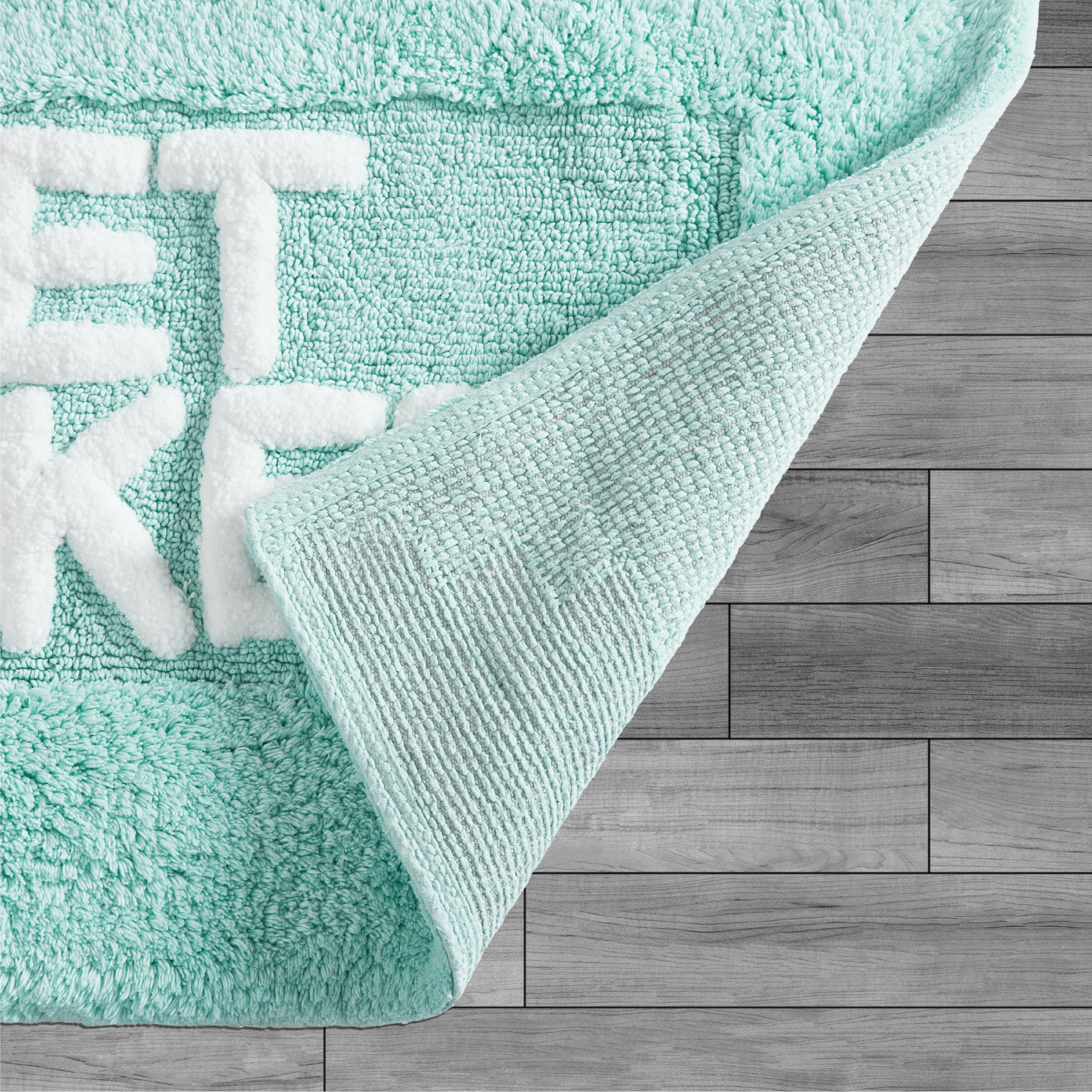 Jean Pierre "Get Naked" 21"x34" Cotton Bath Rug, Aqua