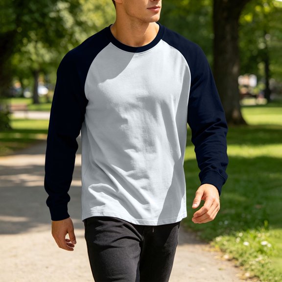 ZyeKqe Athletic Shirts for Men Crewneck Long Sleeve Shirts Casual Lightweight Breathable Fitness Sports Workout Tops