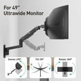 thumbnail image 4 of TEMOGU-Monitor Support Mural pour Écrans ultra-Larges de 17 à 49 Pouces, Support de Moniteur Simple Robuste Supporte 44 lbs, Bras de Moniteur Mural à Ressort à Gaz Entièrement Réglable, 75x75/100x100mm VESA (gswm001TG-p), Noir, 4 of 4