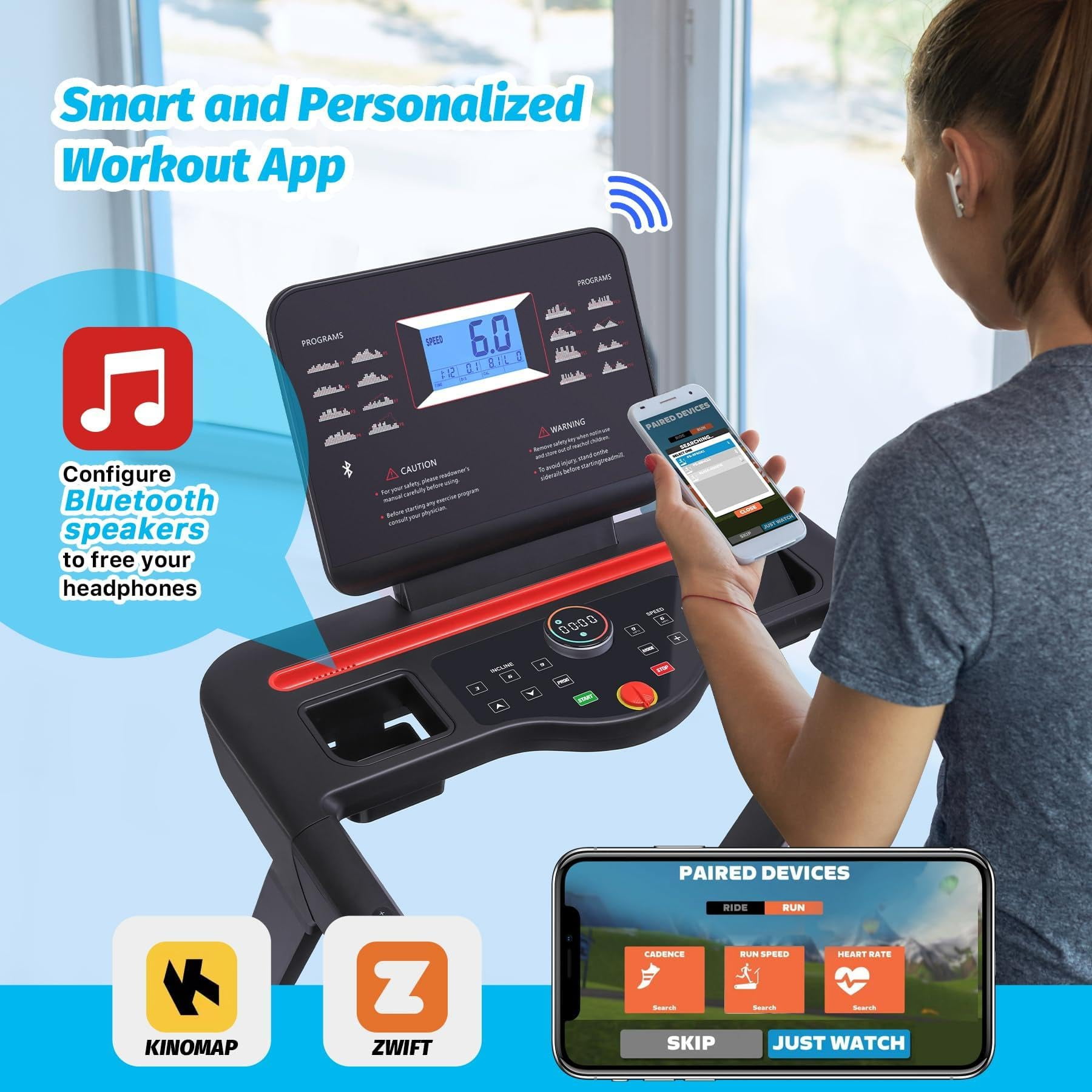 Walking Pad Treadmill,Treadmills for Home,Under Desk Treadmill,Folding Treadmill with Speakers,Heart Sensor,Remote Control&Led Display