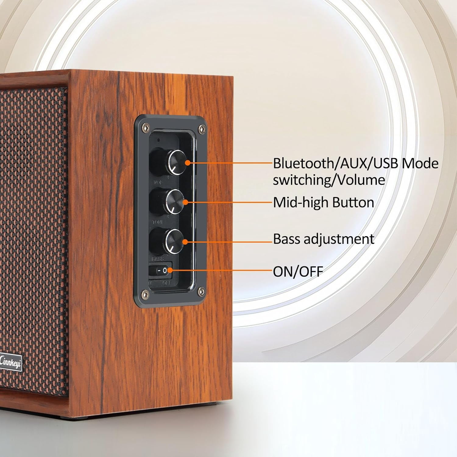 【2026 Upgraded】 Passive Bookshelf Speakers – 40W Hi-Fi with Powerful Bass, Bluetooth/USB/RCA/AUX Inputs – 2.0 Wooden PC/TV Speakers for Laptop, Turntable