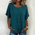 thumbnail image 6 of GUACER Women's Button-Down Tops Short Sleeve Casual Blouse Cotton Linen Trendy Loose Fit Shirts, 6 of 9