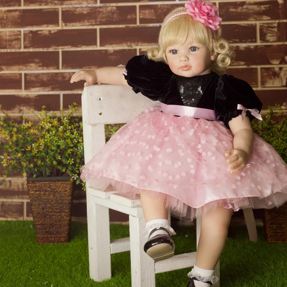 Details about   Reborn Baby Doll Toddler 24" Handmade Vinyl Princess Girl Cloth Body Sweet Dress 
