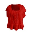 thumbnail image 5 of Cute T Shirts for Women Summer Casual Short Sleeve Lightweight Square Neck Lace Top, 5 of 5