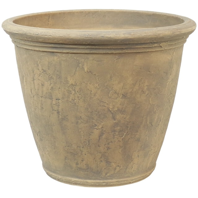 Sunnydaze Weather-Resistant Double-Walled Anjelica Outdoor Flower Pot Planter - 24" - Beige
