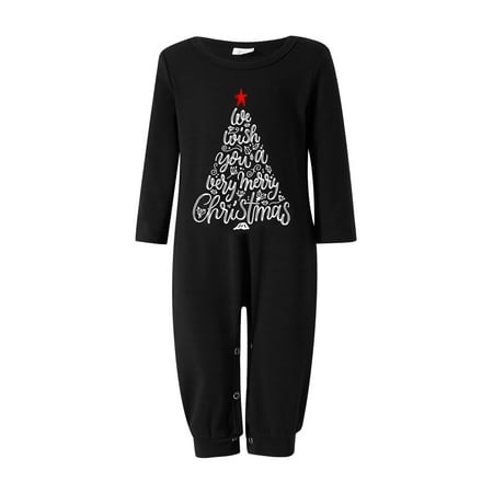 

Eyicmarn Christmas Family Matching Pajamas Set Letter Print Long Sleeve Tops and Casual Loose Plaid Pants Sleepwear