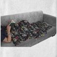 thumbnail image 5 of Modern Soft Flannel Fleece Blanket, Owl Crown and Books Vermilion Boots Feather Teacup Modern Doodle Pattern, Cozy Plush for Indoor and Outdoor Use, 50" x 70", Charcoal Grey Yellow, by Ambesonne, 5 of 5