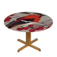 thumbnail image 3 of HAOXIT Red Birds Round Leaves Merry Christmas Natural Waterproof Wipeable Table Cloth Cover Table Pad Cover for Dining Room 46-50, 3 of 8