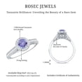 thumbnail image 5 of Rosec Jewels Tanzanite Engagement Ring with Halo - 1/2 Ct - Vintage Style Tanzanite Diamond Ring - AAA Grade - with Jewelry Box, 18K White Gold, US 4.00, 5 of 8