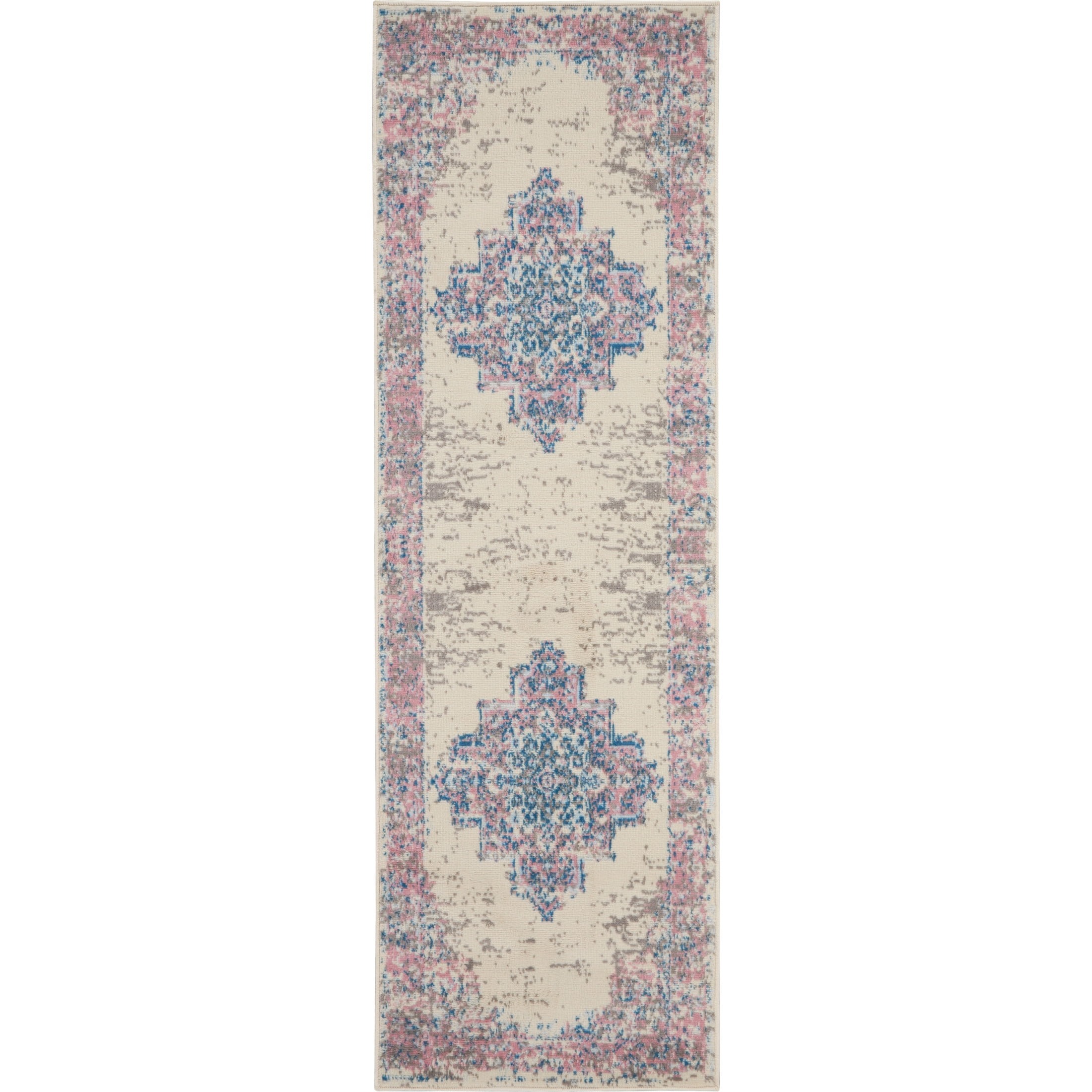 Nourison Grafix Persian Ivory/Pink 2'2" x 7'6" Area Rug, (2x8)