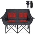 thumbnail image 2 of Slsy Heated Double Camping Chair, 2-Person Heated Folding Chairs for Outdoor Sports w/ 3 Heat Levels & 4 Heating Zones, Patio Lounge Chairs Folding Camping Chair Supports 550 lbs, 2 of 11