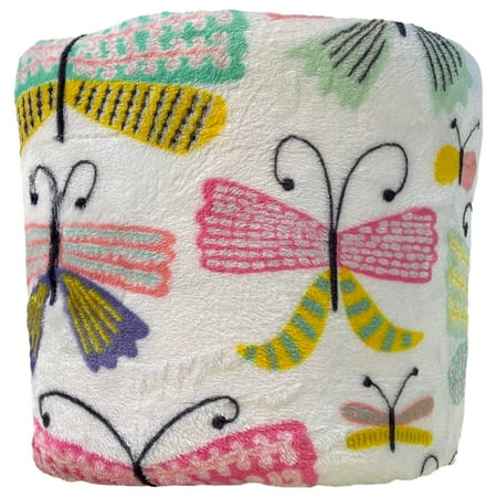 The Big One Plush Butterfly Pattern Oversized Throw Blanket, 5 ft x 6 ft