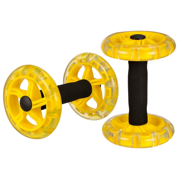 Rueda de ejercicios de doble rueda para fortalecer y moldear el abdomen, para hombres y mujeres (amarilla)