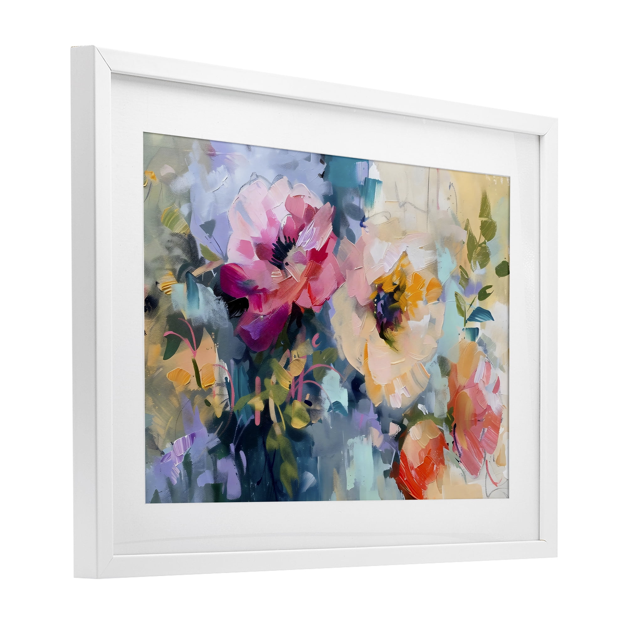 Stupell Industries Vibrant Florals Brushed Abstract White Framed Print Under Glass, design by Creative Studio