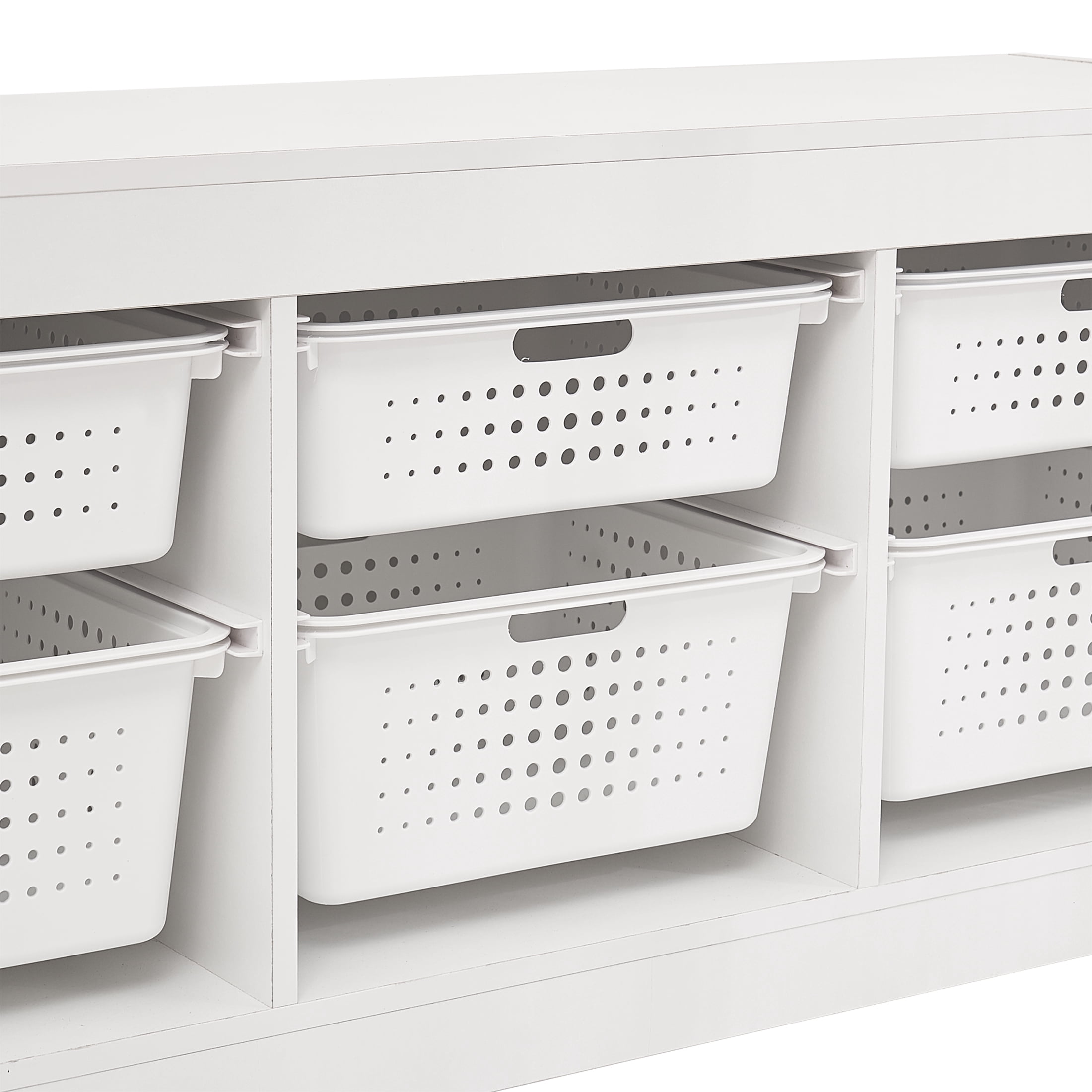 Your Zone Kids Horizontal Sliding Bin Organizer with 6 Storage Bins, White