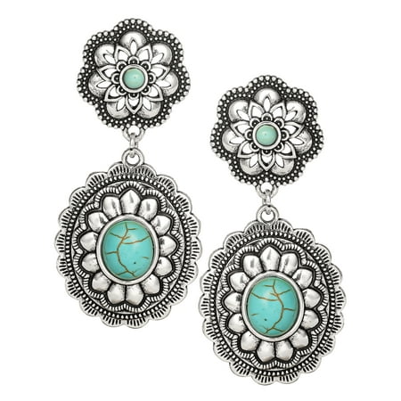 Jessica Simpson Fashion Metal Faux Turquoise Stone Drop Earring
