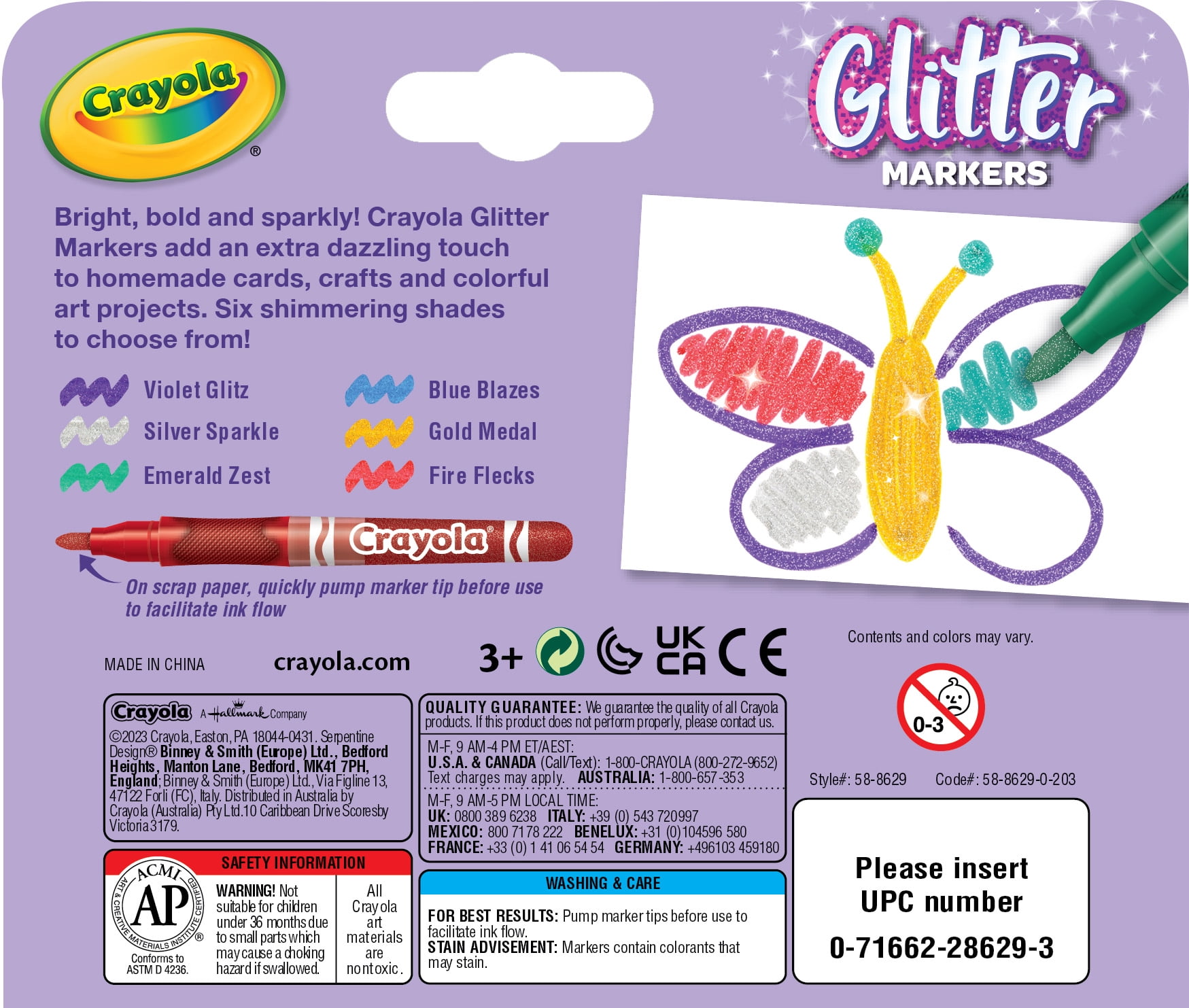 Crayola 58-8629 Glitter Markers, 6 Count – Value Products Global