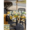 thumbnail image 4 of Spring Gnomes Outdoor Tablecloth - 54x54 Inch Square Dining Table Cover, Botanical Budding Sunflowers Buffalo Plaid Waterproof Outdoor Table Cloth with Umbrella Hole & Zipper for Picnic/Patio/Party, 4 of 7