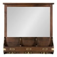 thumbnail image 4 of Kate and Laurel Stallard Decorative Wood Home Wall Organizer Mirror with Pockets and Key Hooks, Walnut Brown, 4 of 7