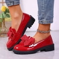 thumbnail image 7 of Patent Leather Loafers for Women Slip-On Platform Chunky Heel Bow Loafers Dress Oxfords Shoes Casual Business Work Shoes, 7 of 7
