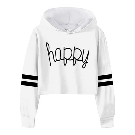 

Full Zip Hoodies for Girls 18 Month Hoodie Girl Girls Sweatshirt Girls Kids Casual Loose Active Full Sleeves Hoodies Sweatshirts Hooded Short Pullover Letter Print Striped Teen Crop Tops Girls Tops
