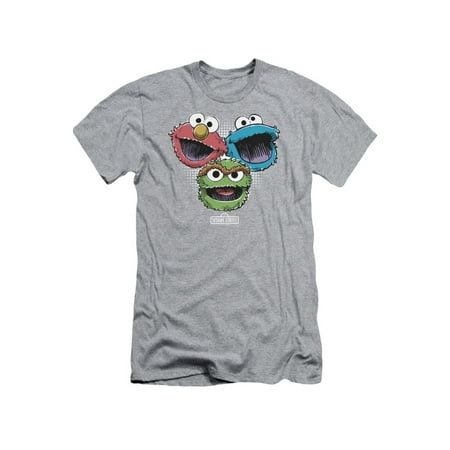 Sesame Street TV Show Cartoon Elmo Cookie Monster Oscar Adult Slim T-Shirt Tee