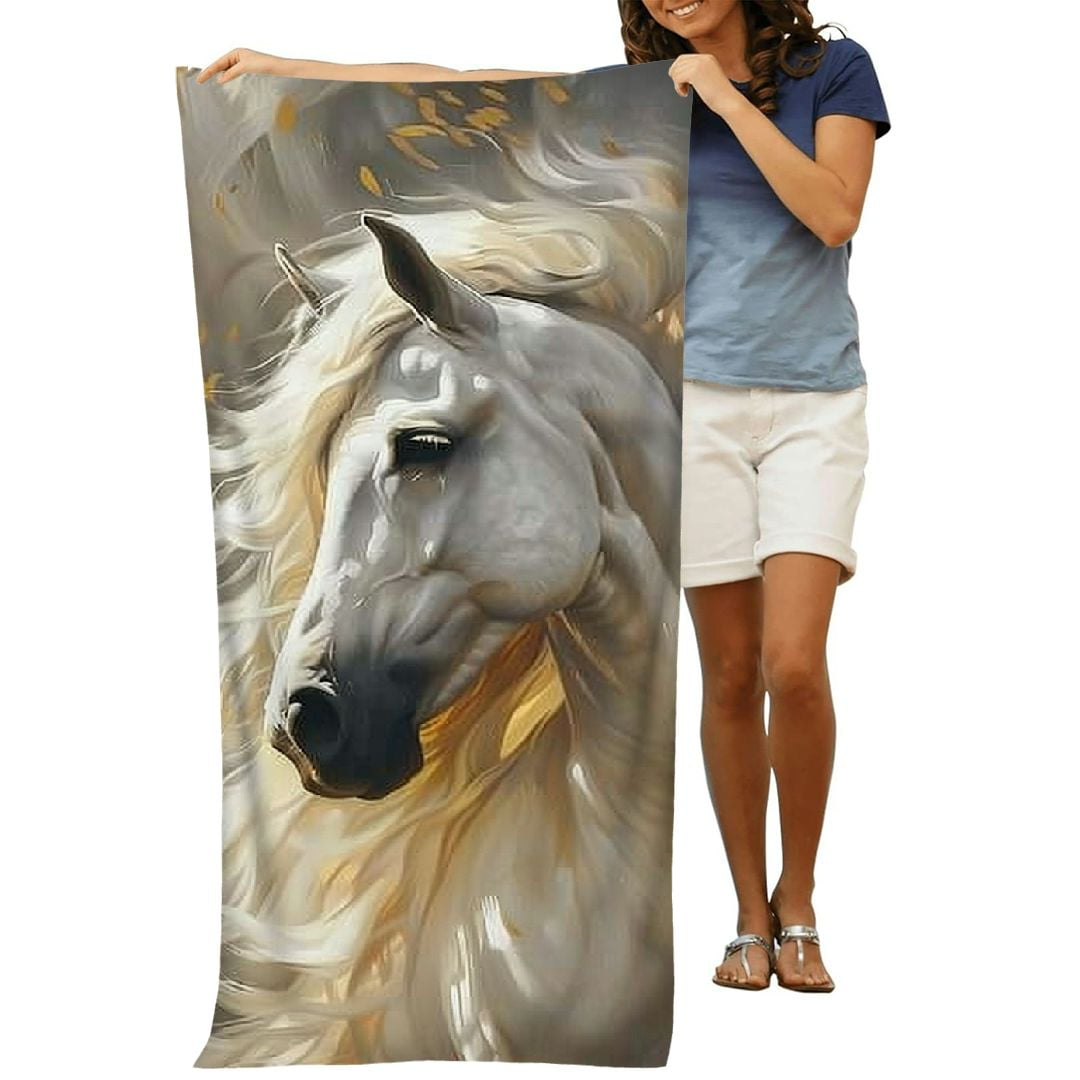 PHYHOO Beach Towel Horse Theme Pattern Bath Towel Microfiber Towel Sand-Free Beach Towel Quick Dry Pool Towel Ultra Absorbent Towel Lightweight Shower Towel for Bathroom Outdoor Swimming 30x60in