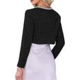 thumbnail image 3 of INSPIRE CHIC Tweed Jacket for Women's Cropped Long Sleeve Sparkle Trim Open Front Cocktail Cardigan XS Black, 3 of 6