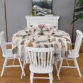 thumbnail image 2 of Beige Christmas Forest Animal Pattern Round Tablecloth 60"x60",Wrinkle Wipeable Table Cloth for Kitchen Dining Room Picnic Patio Party, 2 of 6